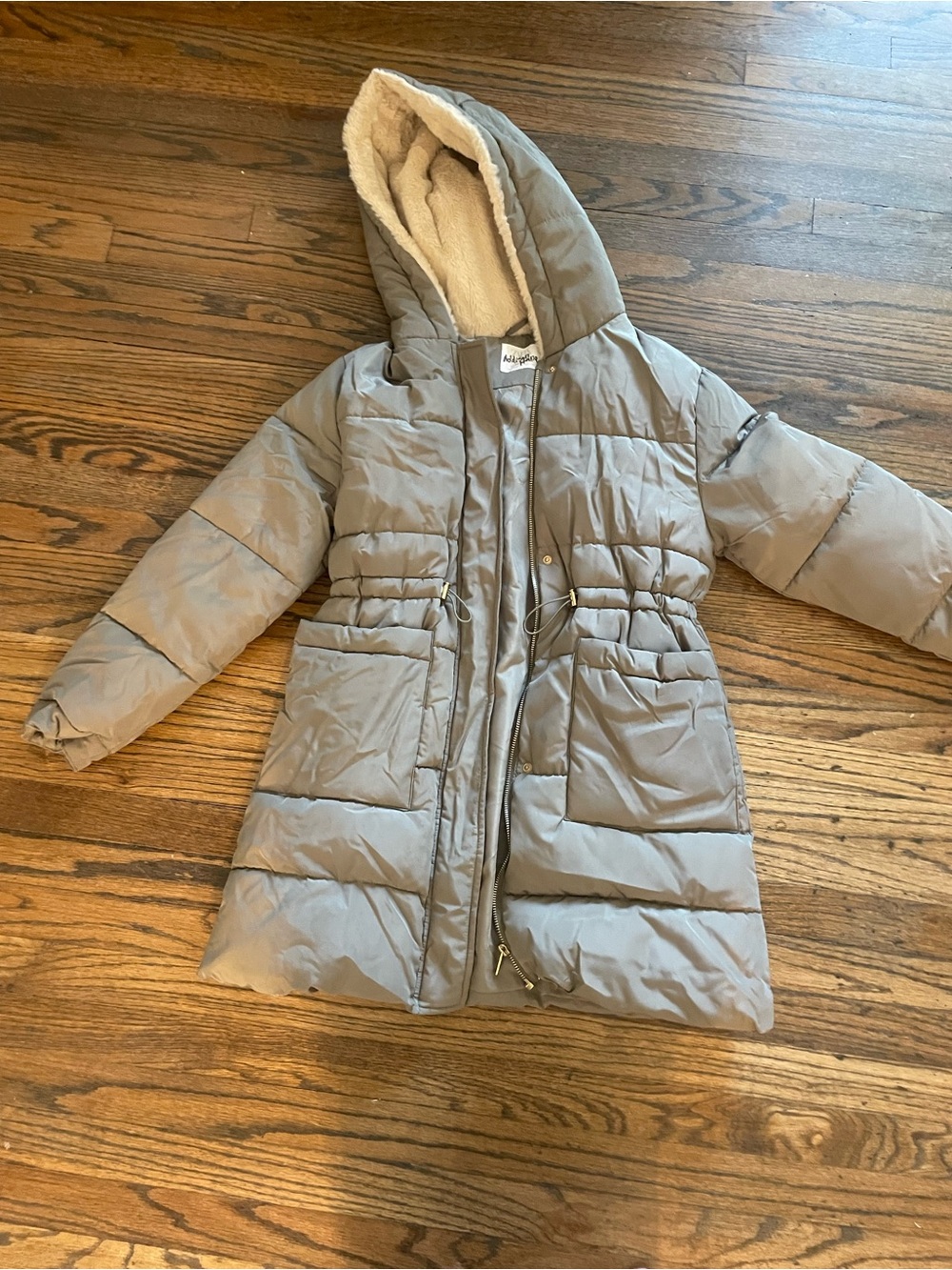 Zara Girls Taupe Hooded Puffer Coat size 11-12